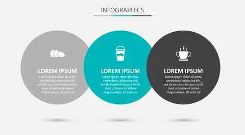 Set Coffee cup to go, Chicken egg and Bowl hot soup. Business infographic Stock Illustration