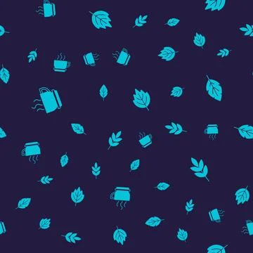 Set Coffee cup, Leaf, and on seamless pattern. Vector イラスト素材