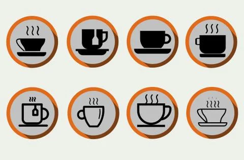 Set of coffee cup, tea cup, water cup with flat style vector can be used as I Stock Illustration