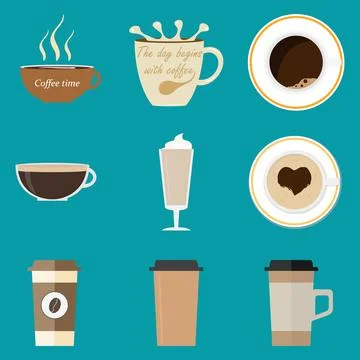 A set of coffee cups 库存插图