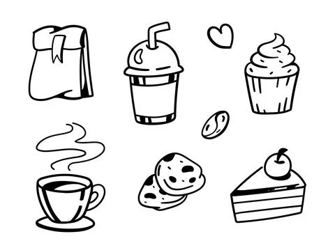 Set of Coffee. Cute hand drawn vector illustration Stock Illustration
