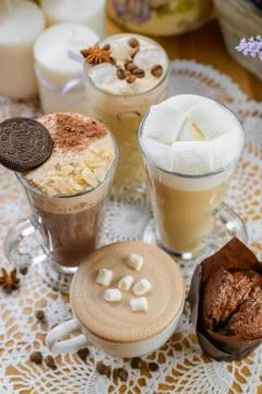 Set of coffee drinks Stock Photos