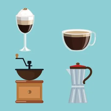 Set of coffee elements and accessories concept Stockillustratie