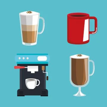 Set of coffee elements and accessories concept Stockillustratie