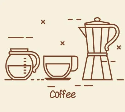 Set of coffee elements and accessories concept Illustrazione stock