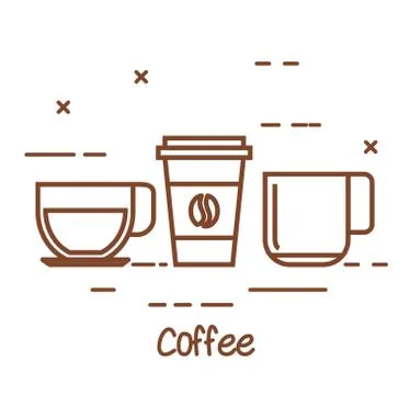 Set of coffee elements and accessories concept Stockillustratie