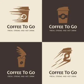 Set of coffee to go labels Иллюстрация