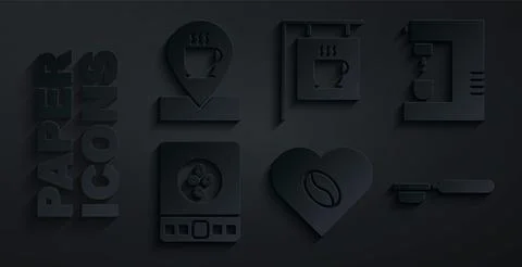 Set Coffee Lovers, machine, Electronic coffee scales, filter holder, Street Illustration