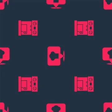 Set Coffee machine and Chef hat with location on seamless pattern. Vector 스톡 일러스트