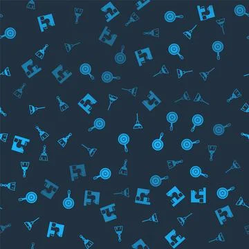 Set Coffee machine, Frying pan, Handle broom and Paint brush on seamless pattern Illustrazione stock