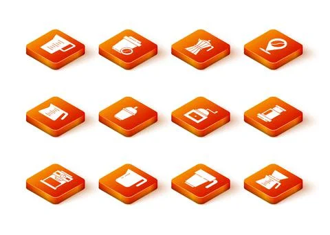 Set Coffee machine, pot, cup to go, Manual coffee grinder, Pour over maker and 스톡 일러스트