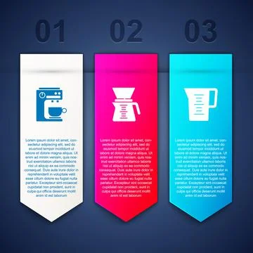 Set Coffee machine, Pour over coffee maker and Jug glass with water. Business Stock Illustration