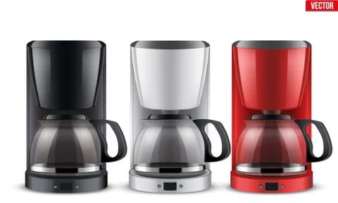 Set of Coffee maker with glass pot. Stock Illustration