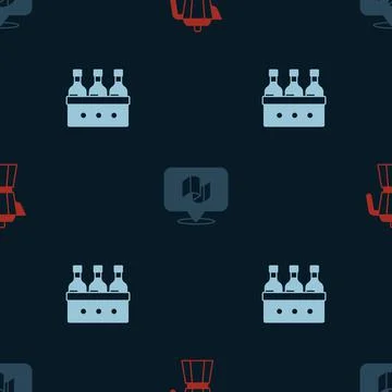 Set Coffee maker moca pot, Flag Italy and Bottles wine on seamless pattern Stock Illustration