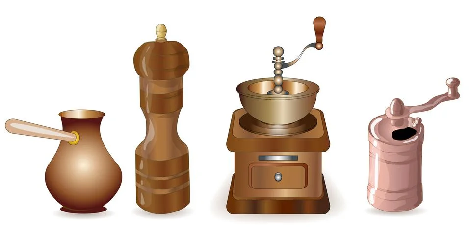 Set of coffee making equipment Stock Illustration