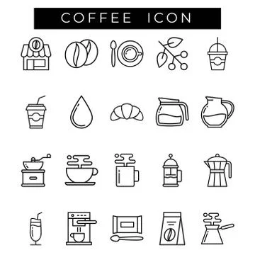 Set of Coffee Related Vector Line Icons. Stock Illustration