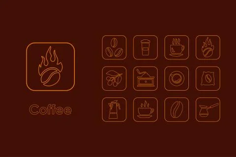 Set of coffee simple icons Stock Illustration