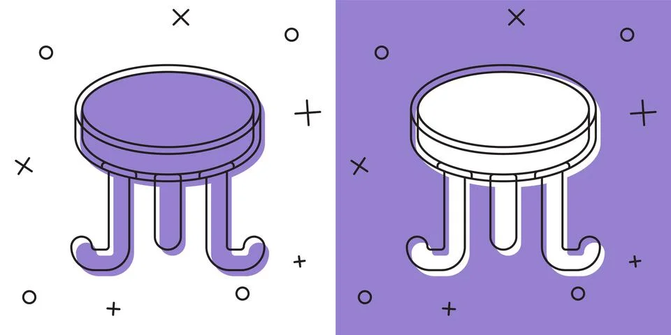 Set Coffee table icon isolated on white and purple background. Street cafe イラスト素材
