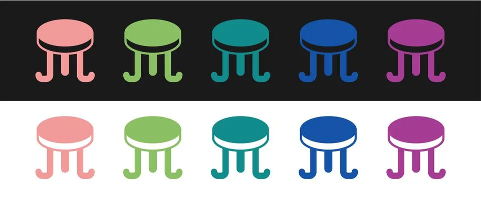 Set Coffee table icon isolated on black and white background. Street cafe Stock Illustration