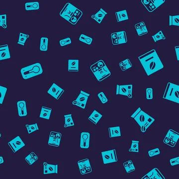 Set Coffee thermometer, book, machine and Bag coffee beans on seamless pattern Stock Illustration