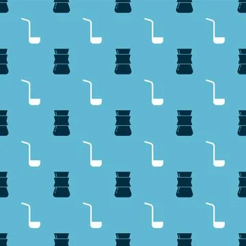 Set Coffee turk and Kitchen ladle on seamless pattern. Vector 스톡 일러스트