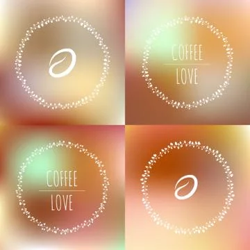 Set of coffee vector framework of the vines with hearts and coffee beans Illustrazione stock
