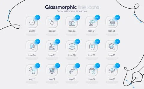 Set of Cogwheel, Touchscreen gesture and Home insurance line icons for web app Stock-Illustration