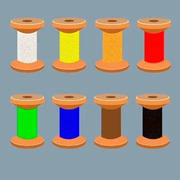 A set of coils with multi-colored threads Stock Illustration