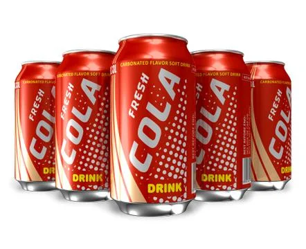 Set of cola drinks in metal cans Stock Illustration