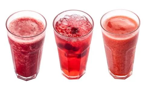 A set of cold drinks. Lemonade and smoothies. On a white background Stock Photos
