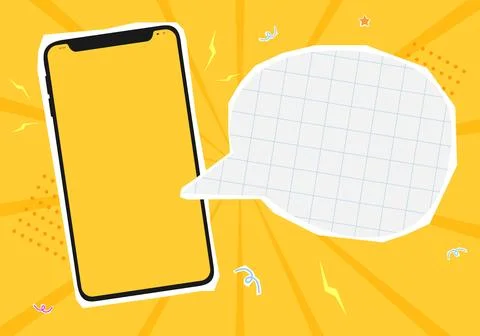 Set of collage elements with phones. Retro banner concept Stock Illustration