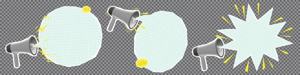 Set of collage elements with speech bubbles Stock Illustration