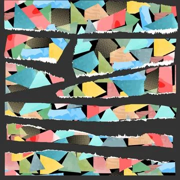 Set for collage from scraps of multi-colored paper Stock Illustration