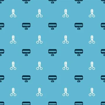 Set Collar with name tag and Scissors hairdresser on seamless pattern. Vector イラスト素材