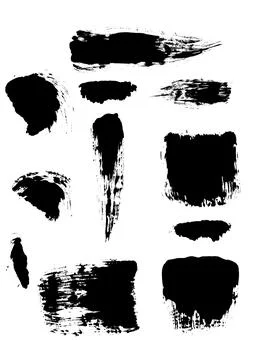 Set collection of black stripes in motion on white isolated background Stock Illustration
