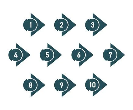 Set collection of Bullet numbers icon design with navy blue color Stock Illustration