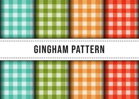 Set collection of checkered gingham line tablecloth seamless pattern. Premi.. Stock Illustration