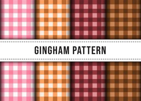 Set collection of checkered gingham line tablecloth seamless pattern. Premi.. Stock Illustration