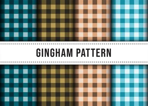 Set collection of checkered gingham line tablecloth seamless pattern. Premi.. Stock Illustration