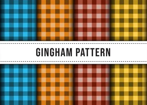 Set collection of checkered gingham line tablecloth seamless pattern. Premi.. Stock Illustration