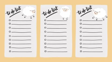 Set collection of to do list template decorated by cute sheep. Cute design .. Stock-Illustration