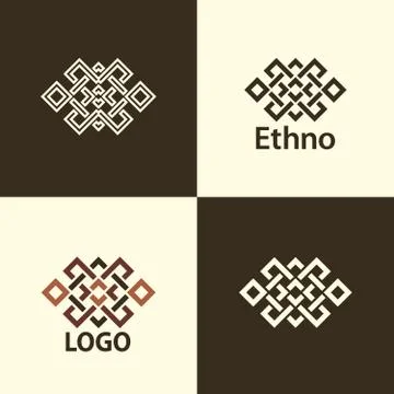Set collection of the endless knot or eternal knot designs. Stock Illustration