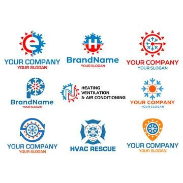 Set collection of HVAC logo Stock Illustration