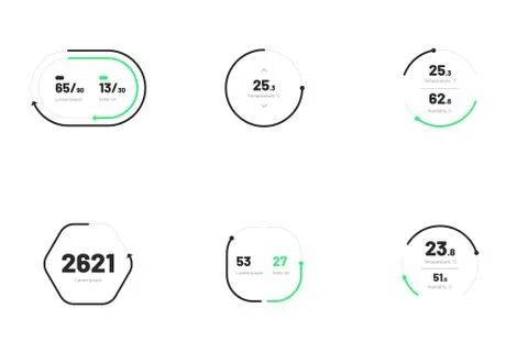 Set with collection of indicator template. Dashboard UI and UX Kit. Stock Illustration