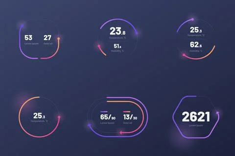 Set with collection of indicator template. Dashboard UI and UX Kit. Stock Illustration