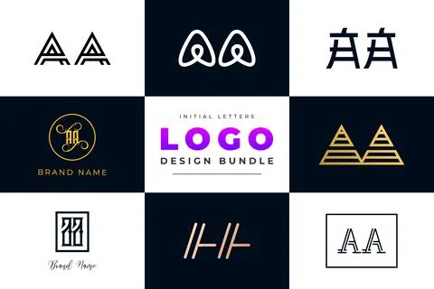 Set of collection Initial Letters AA Logo Design. Stock Illustration