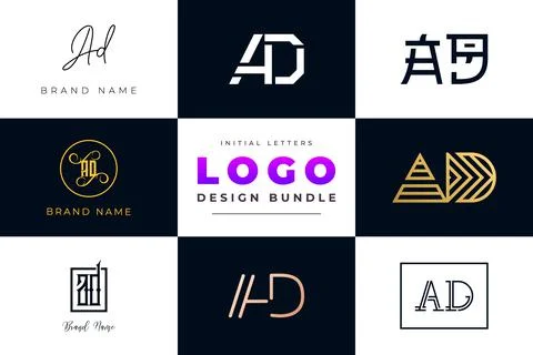 Set of collection Initial Letters AD Logo Design. Illustrazione stock