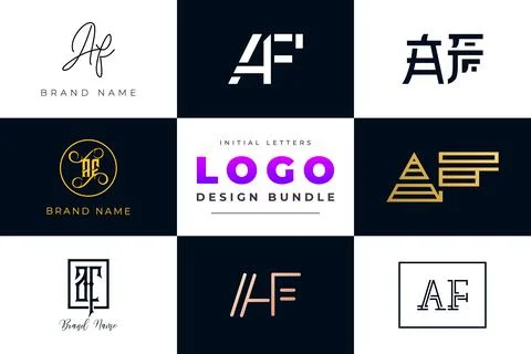 Set of collection Initial Letters AF Logo Design. Illustrazione stock