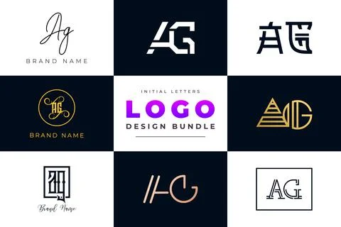 Set of collection Initial Letters AG Logo Design. Stock Illustration