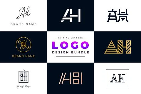 Set of collection Initial Letters AH Logo Design. Stock Illustration